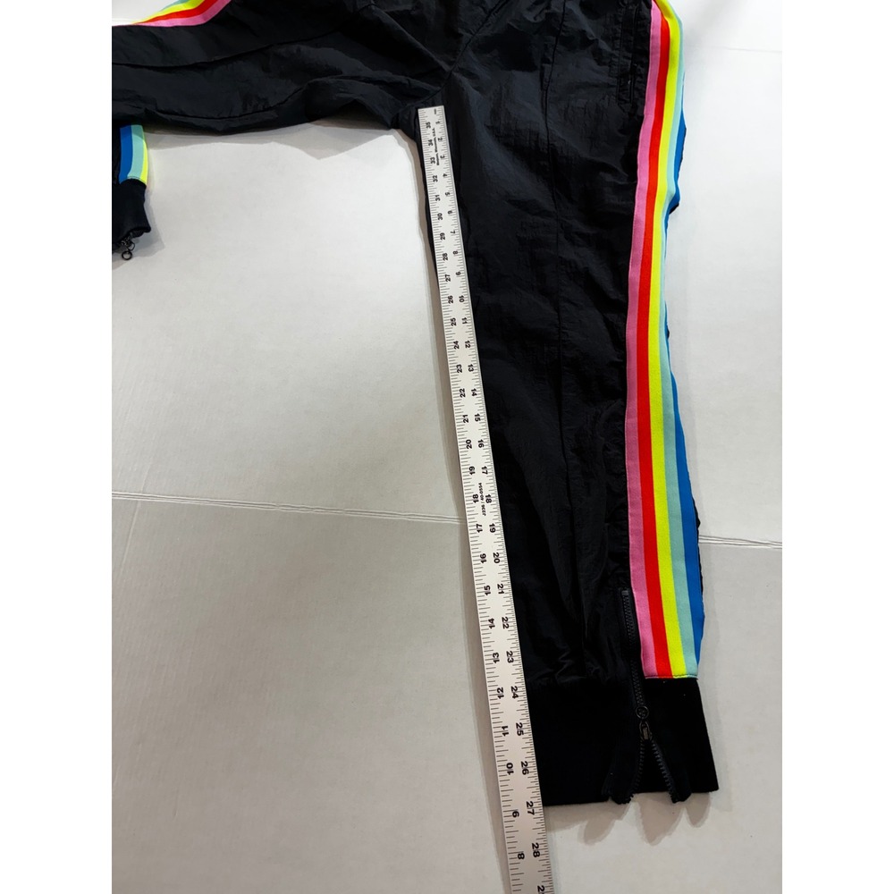 Fabletics Joggers Womens M Black Excellent Rainbow Side Stripe Nylon Track Pants - Picture 7 of 10